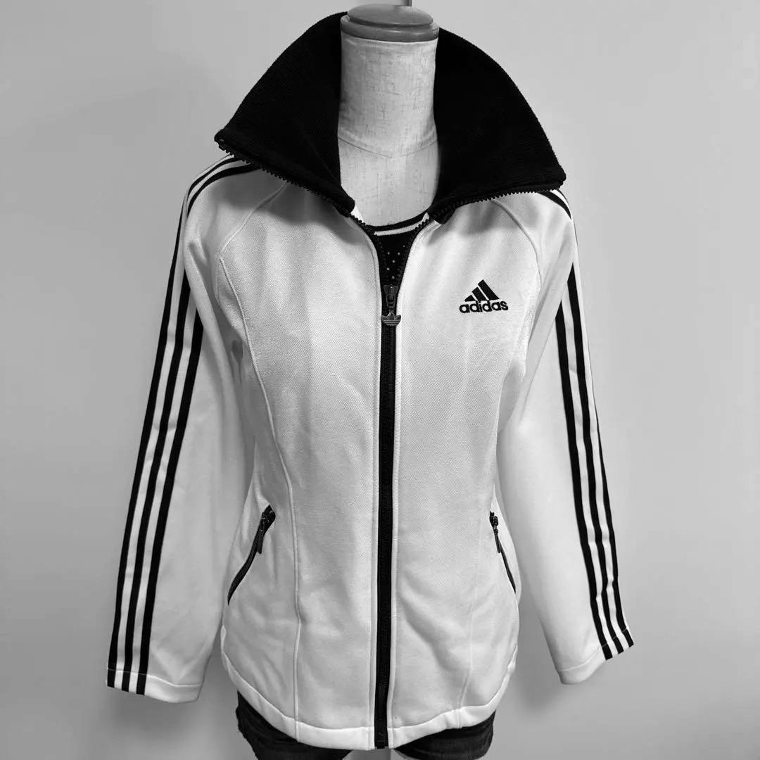 美品 adidas デサント製 トラックジャケット JASPO L 白黒