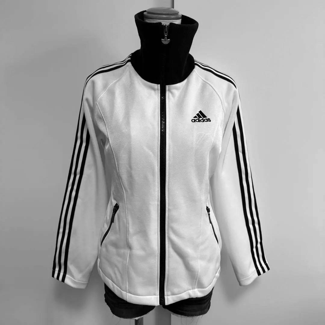 美品 adidas デサント製 トラックジャケット JASPO L 白黒