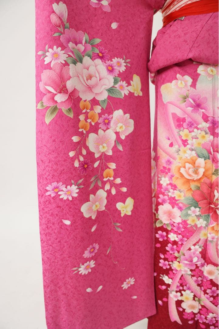 【セール】振袖2L ピンク　トールサイズ　着物、伊達衿のみ