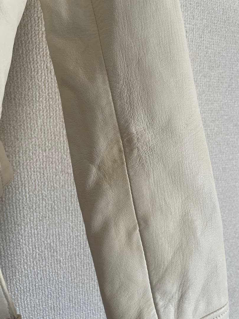 OFF WHITE BLUE COLLAR バックプリント　レザージャケットS