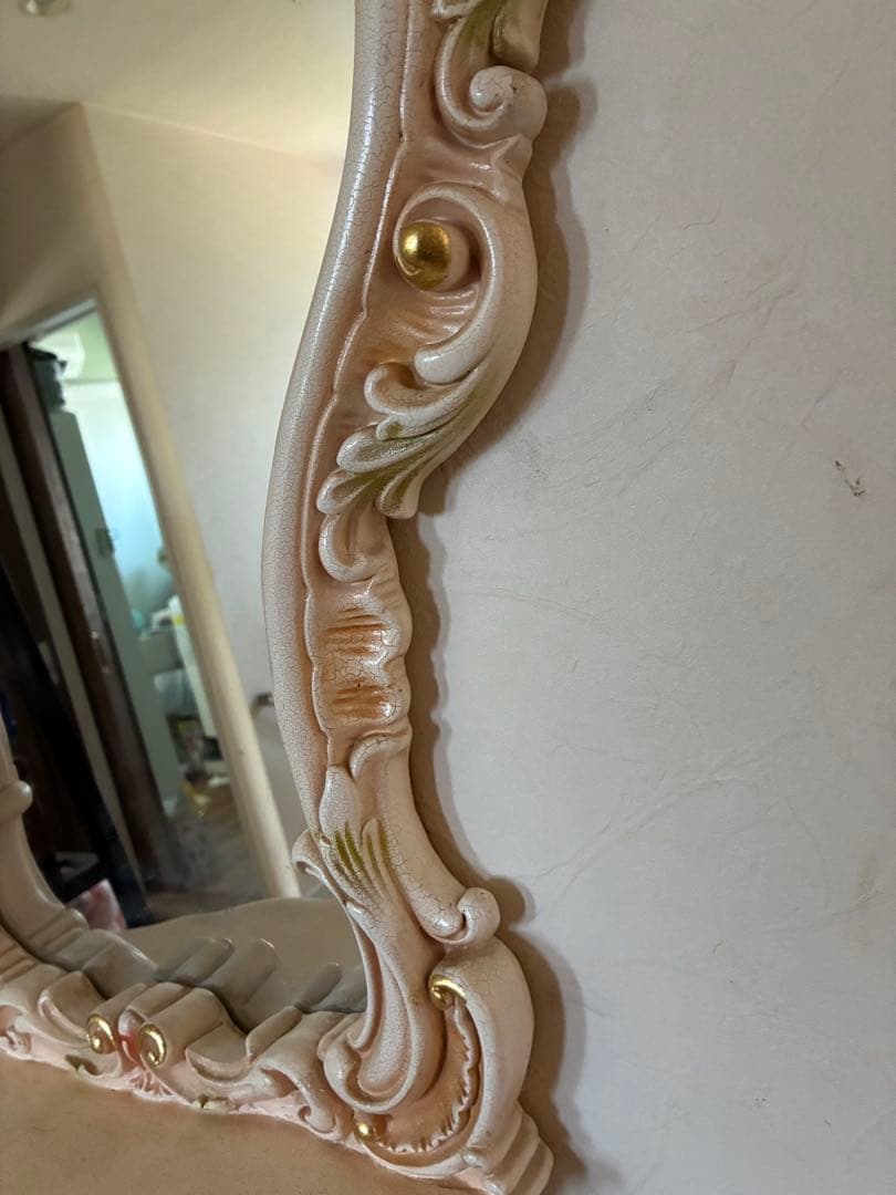 ロココ調 クラッシック家具　壁掛け式ミラー　プリンセス　コンソール付き