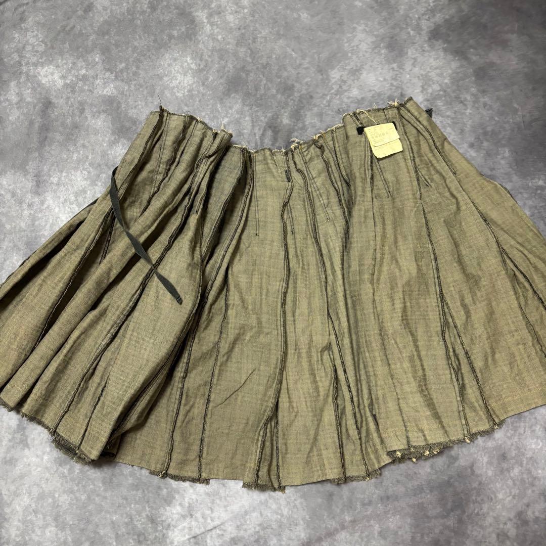 JUNYA WATANABE デニム　巻きスカート　プリーツ　カットオフ