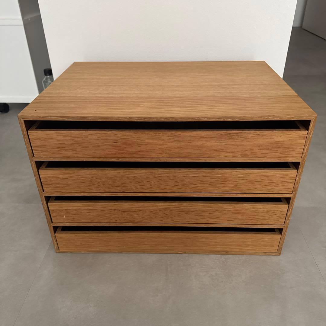 無印良品 木製収納ケース 引出式 ワイド4段・オーク材