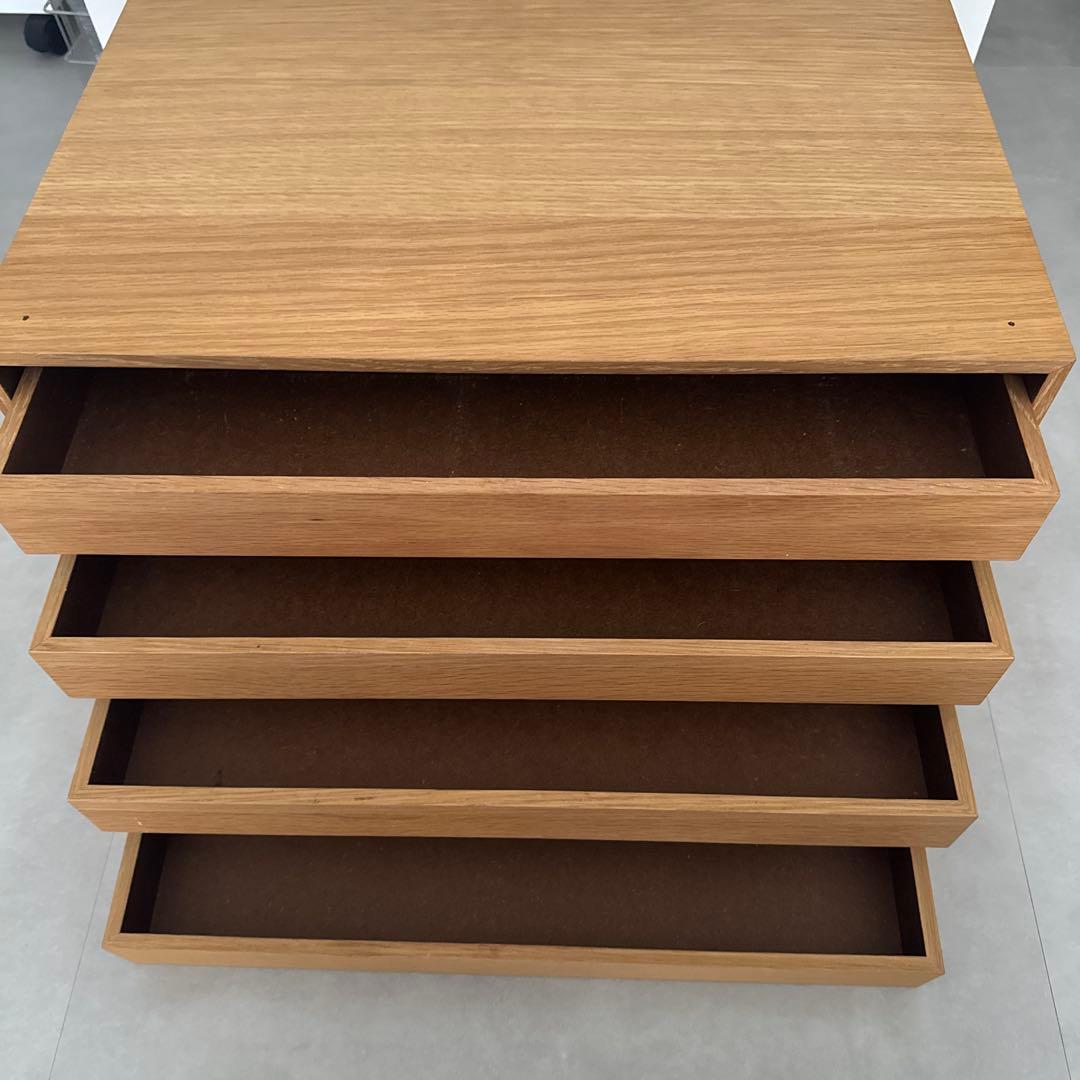 無印良品 木製収納ケース 引出式 ワイド4段・オーク材