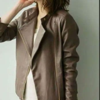 ノーブル　ソフトラムレザー　ライダース　ブルゾン　ブラウン　38