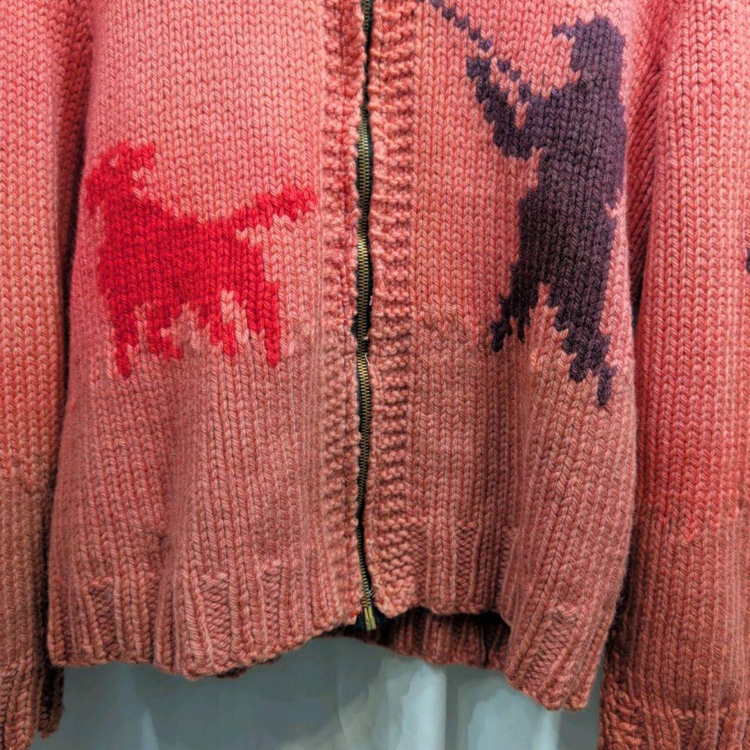 Vintage 野鳥 犬 ハンティング ショールカラー カウチンセーター M相当