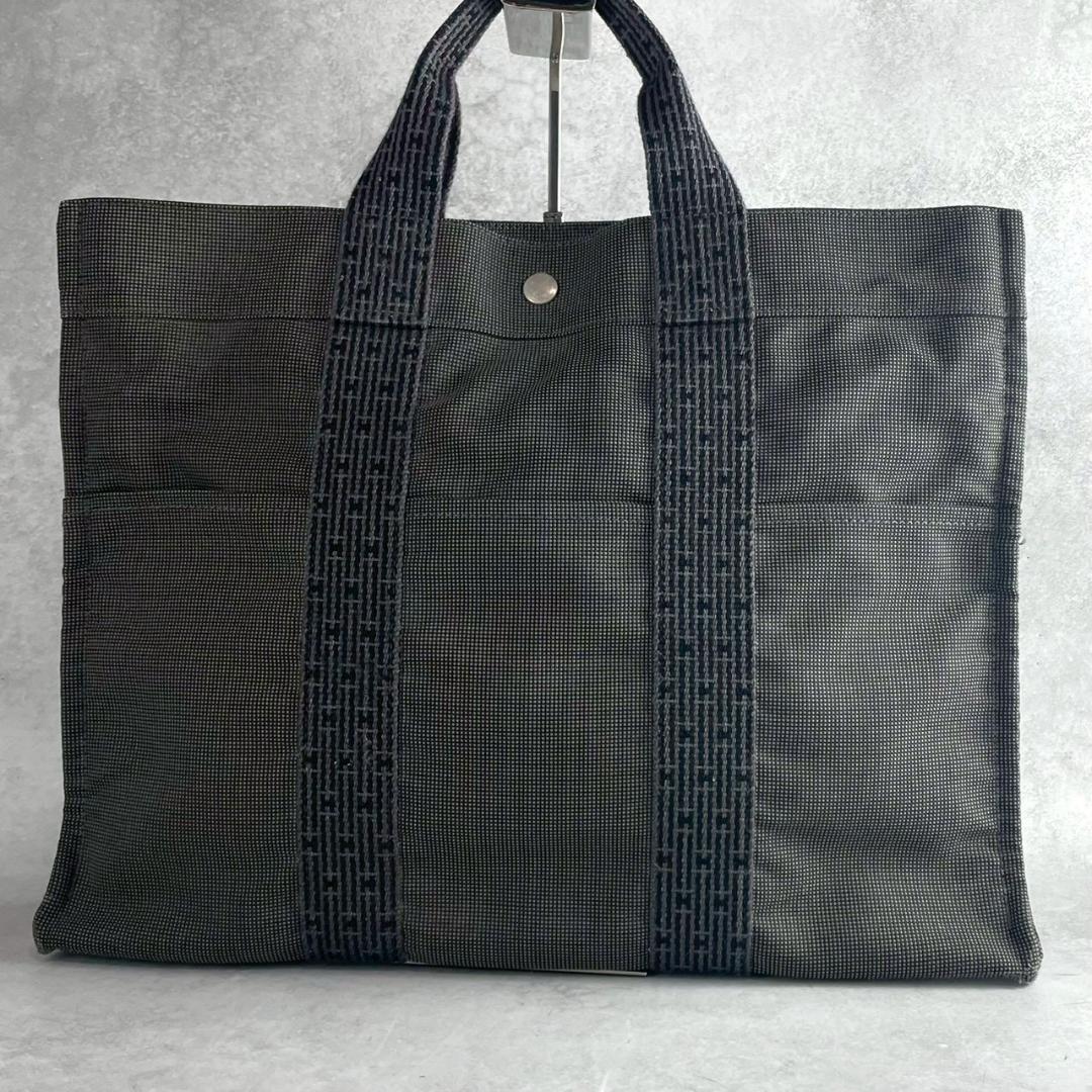 美品☆HERMES エルメス エールラインPM トートバッグ グレー キャンバス