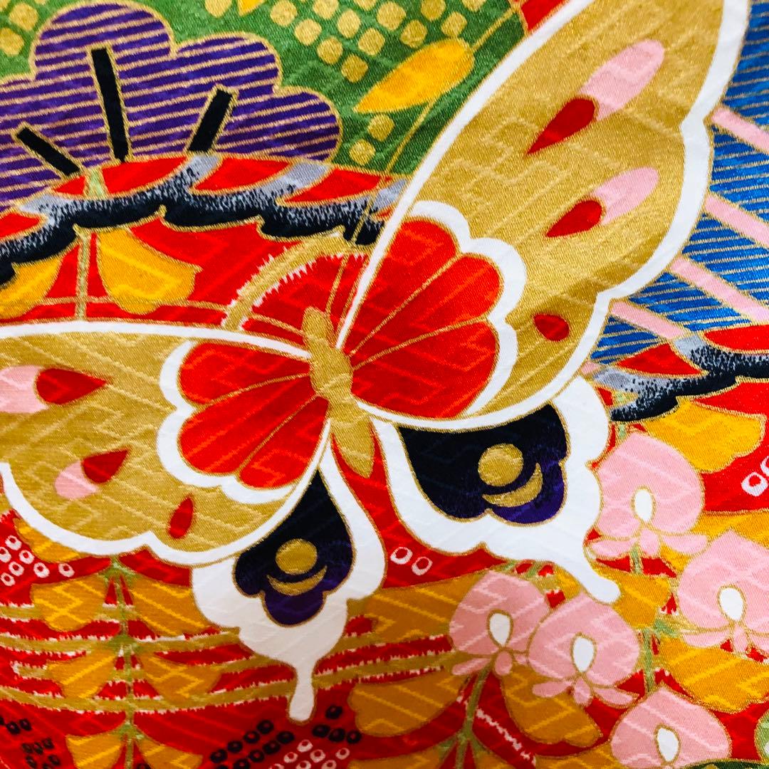 七五三七歳❣️豪華絞り柄アシメトリ花金彩⭐︎正絹全通袋帯刺繍煌びやか⭐︎完全フルセット