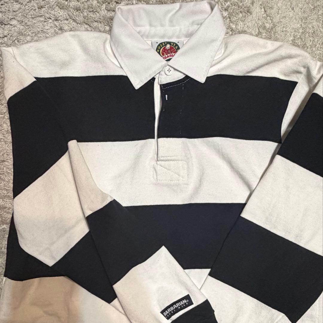 バーバリアン ストライプ ラガーシャツ 長袖 ポロシャツ