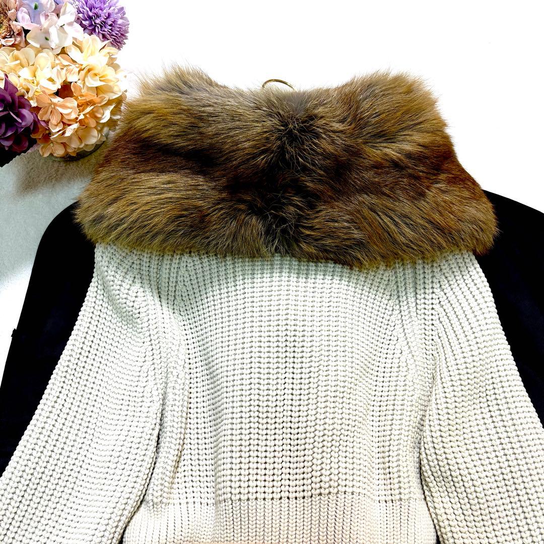 ERMANNO SCERVINO エルマンノシェルヴィーノ ファー付ニットコート