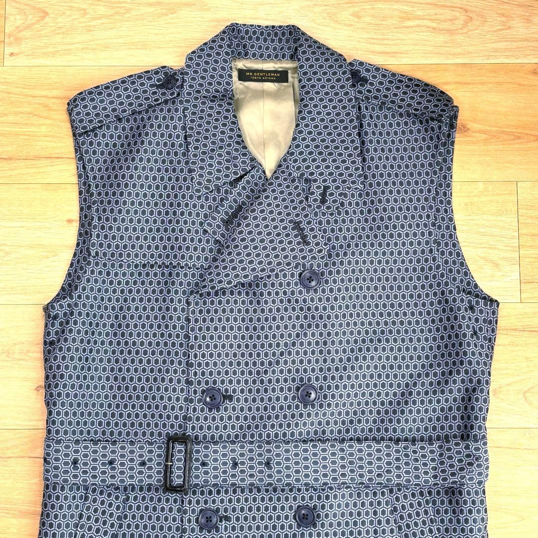 美品 MR.GENTLEMAN ノースリーブトレンチコート シルク混 Lサイズ