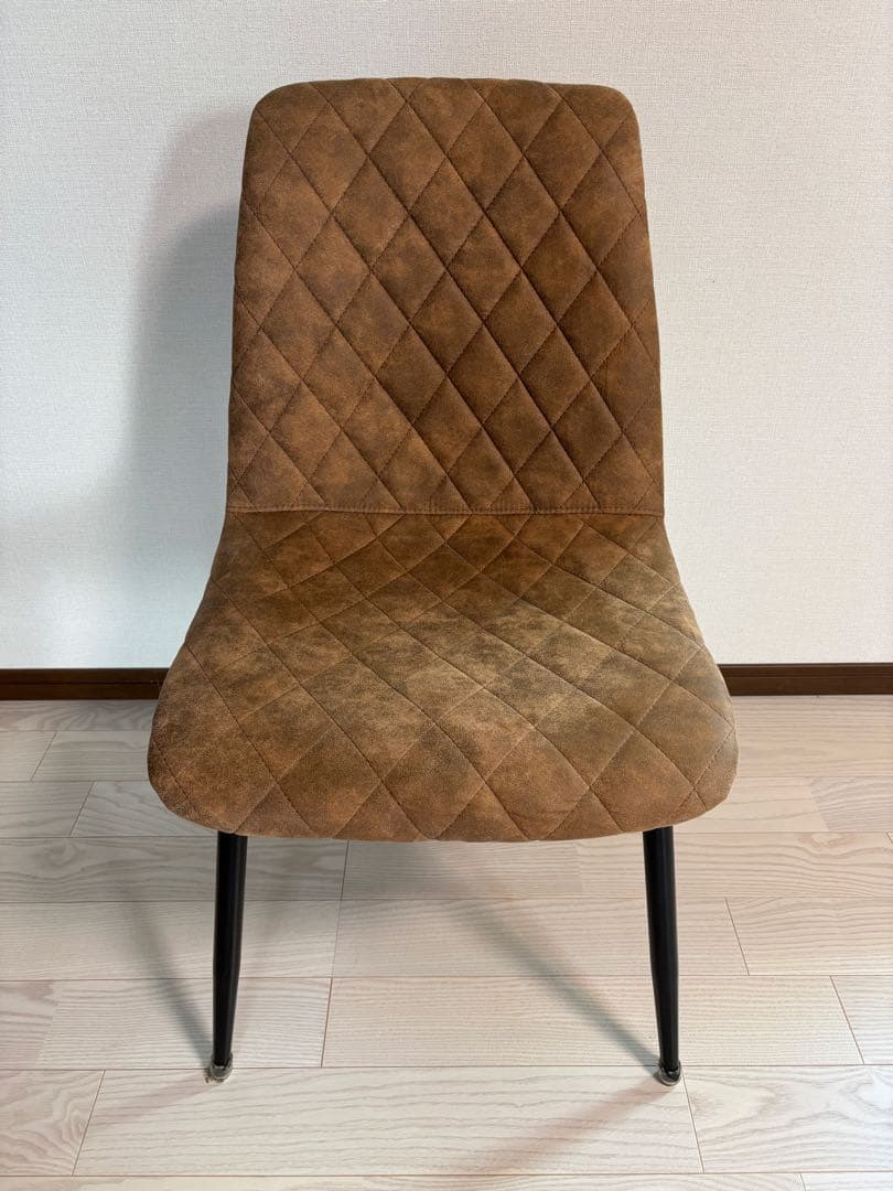 スエードアンティーク調 ダイヤモンドキルティング チェア モカ