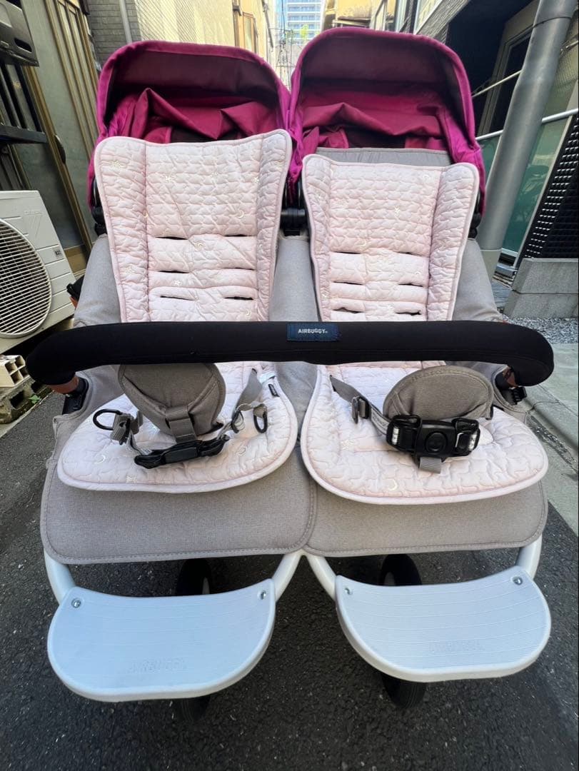【美品】エアバギーココダブル　ピンク　双子用ベビーカー　付属品あり