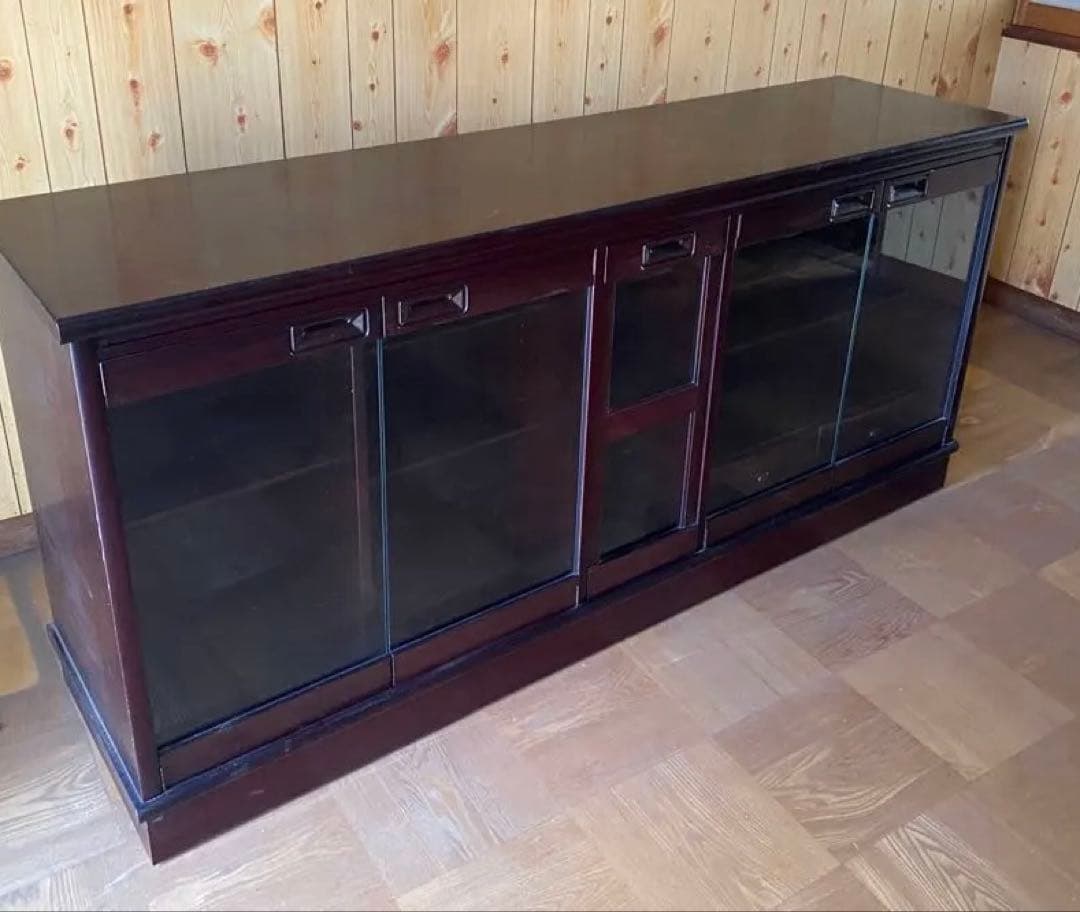 TAKEDOMI サイドボード ローボード木製ガラス扉幅190cm和モダン食器棚