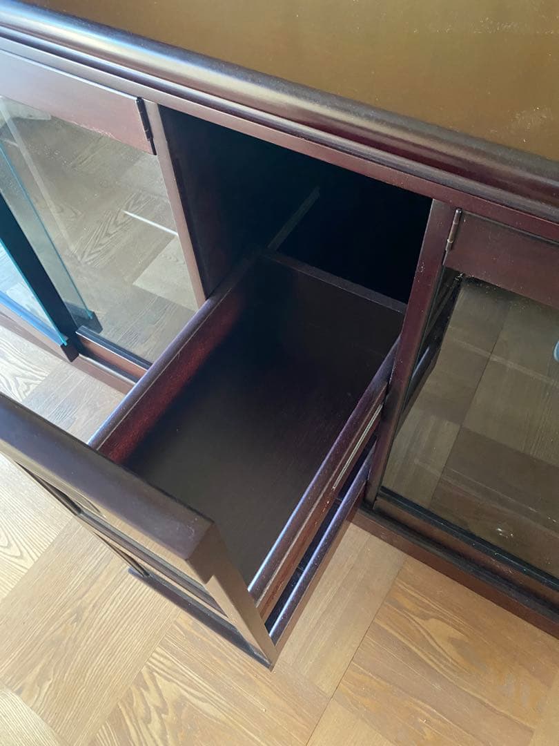 TAKEDOMI サイドボード ローボード木製ガラス扉幅190cm和モダン食器棚