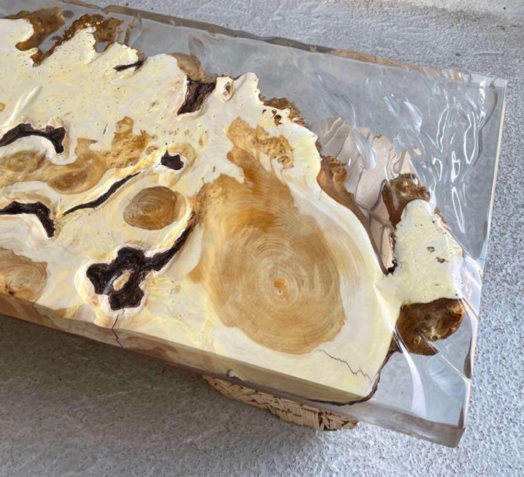 【♡YURIA♡】レジンテーブル 一点物 銀杏 クリスタル ハンドメイド