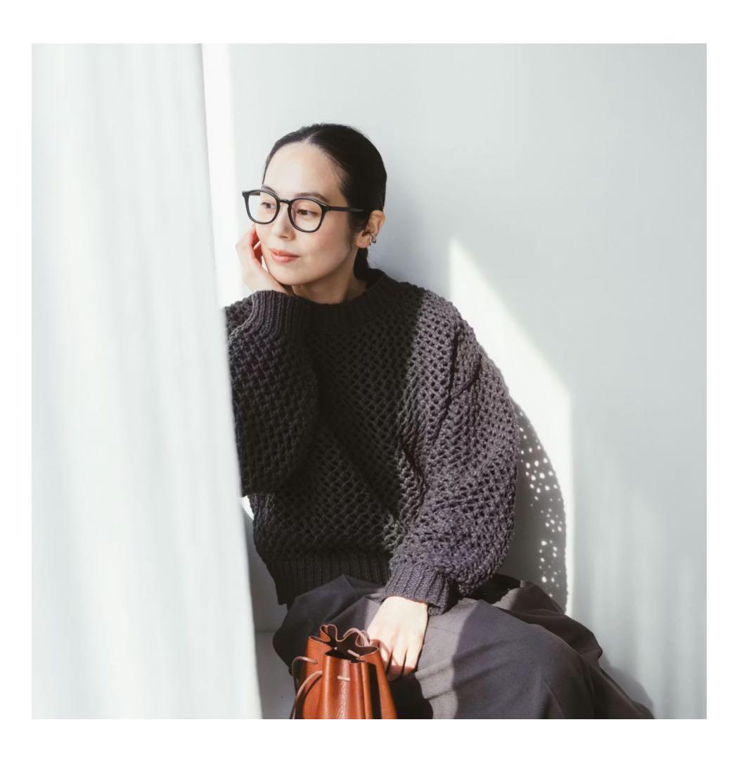 【北欧暮らしの道具店】LIYOCA / メッシュ編みニット(スミクロ）