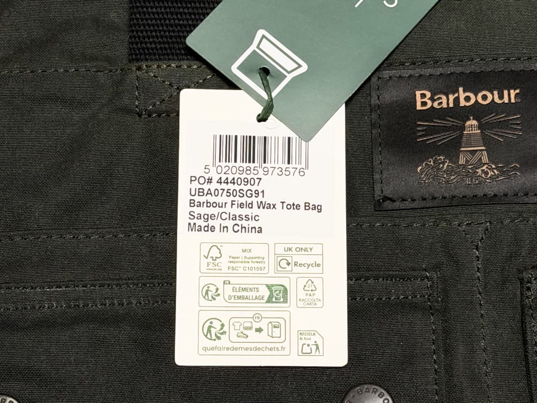 未使用品 Barbour バブアー Fieldワックス トートバッグ