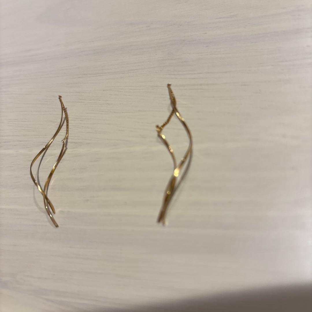 K18 ツツミ　イエローゴールドピアス