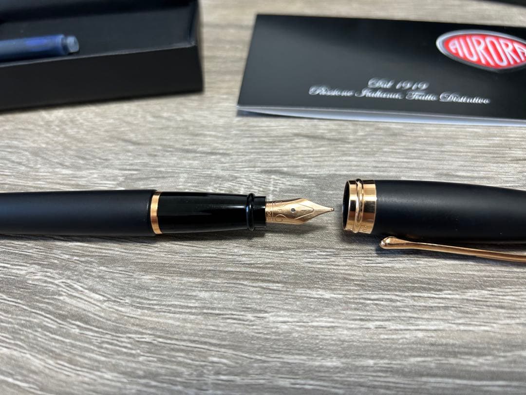 Aurora イプシロン・サテン・ローズゴールド万年筆　ブラック　B10-PN