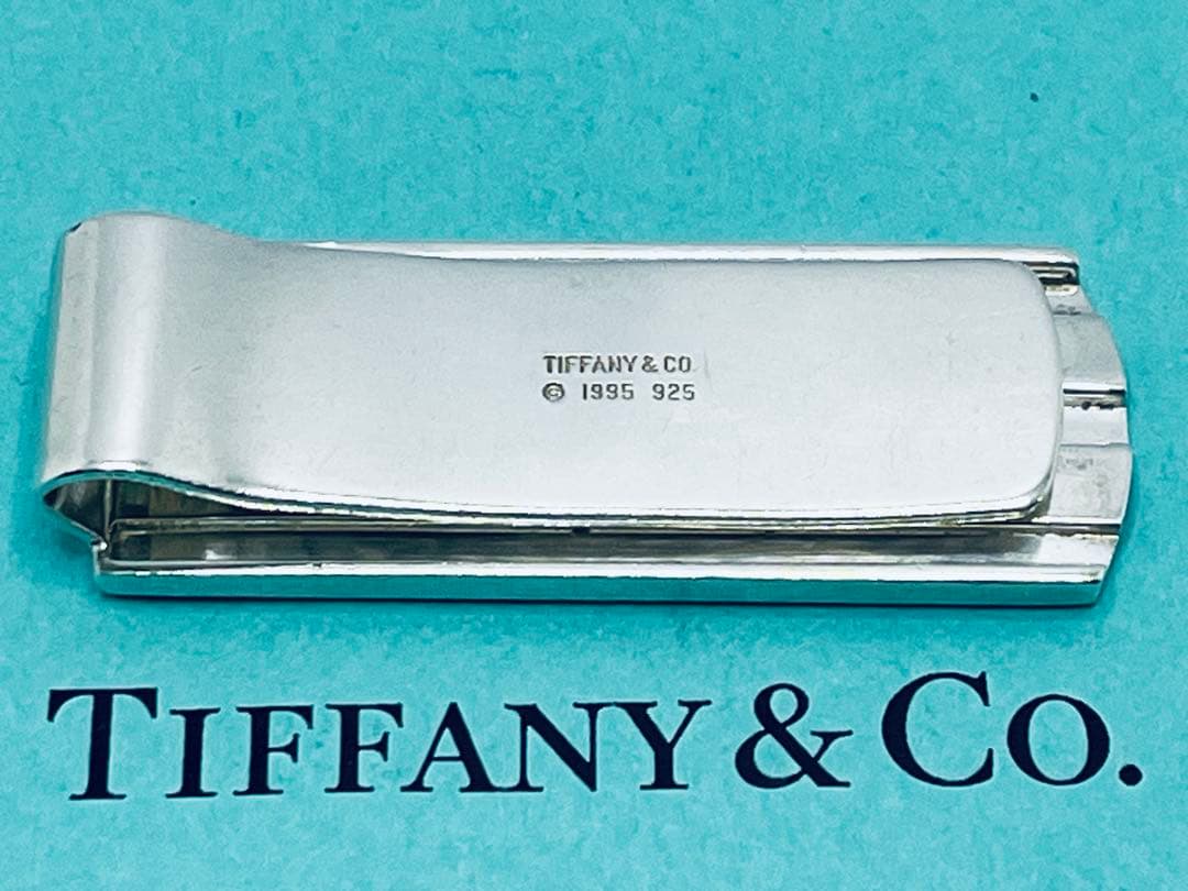 h513希少　オールドティファニー　1995 ストライプ　マネークリップ　925