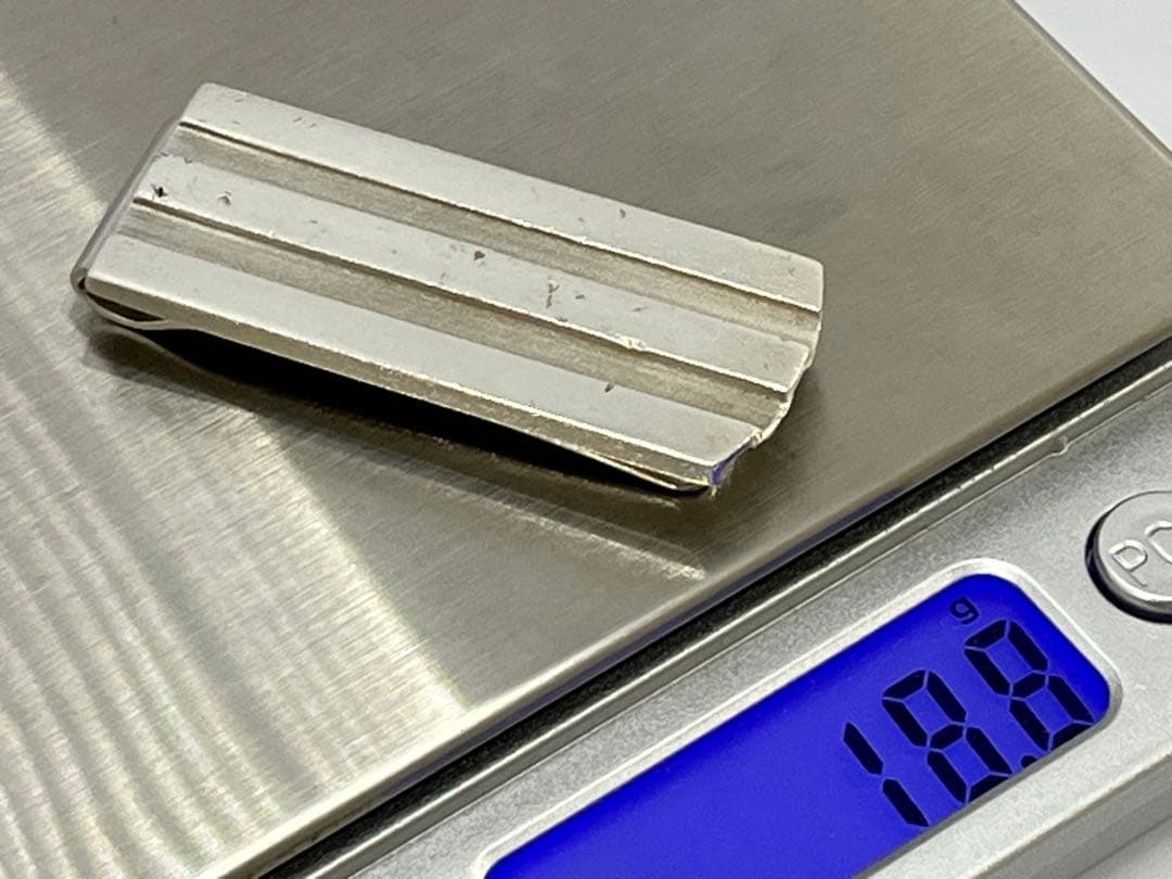 h513希少　オールドティファニー　1995 ストライプ　マネークリップ　925