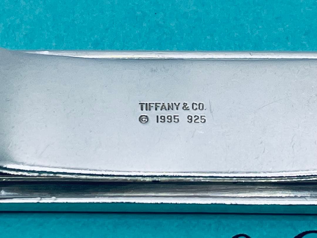 h513希少　オールドティファニー　1995 ストライプ　マネークリップ　925