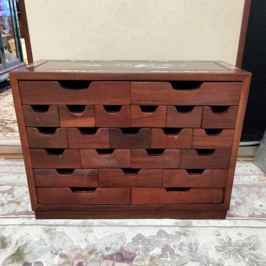 花梨無垢　唐木家具螺鈿細工薬箪笥　アクセサリーケース特価出品