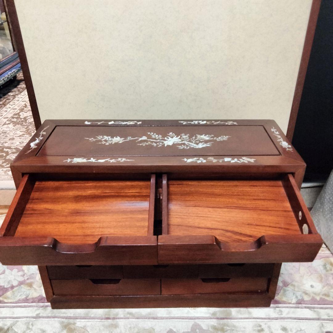 花梨無垢　唐木家具螺鈿細工薬箪笥　アクセサリーケース特価出品