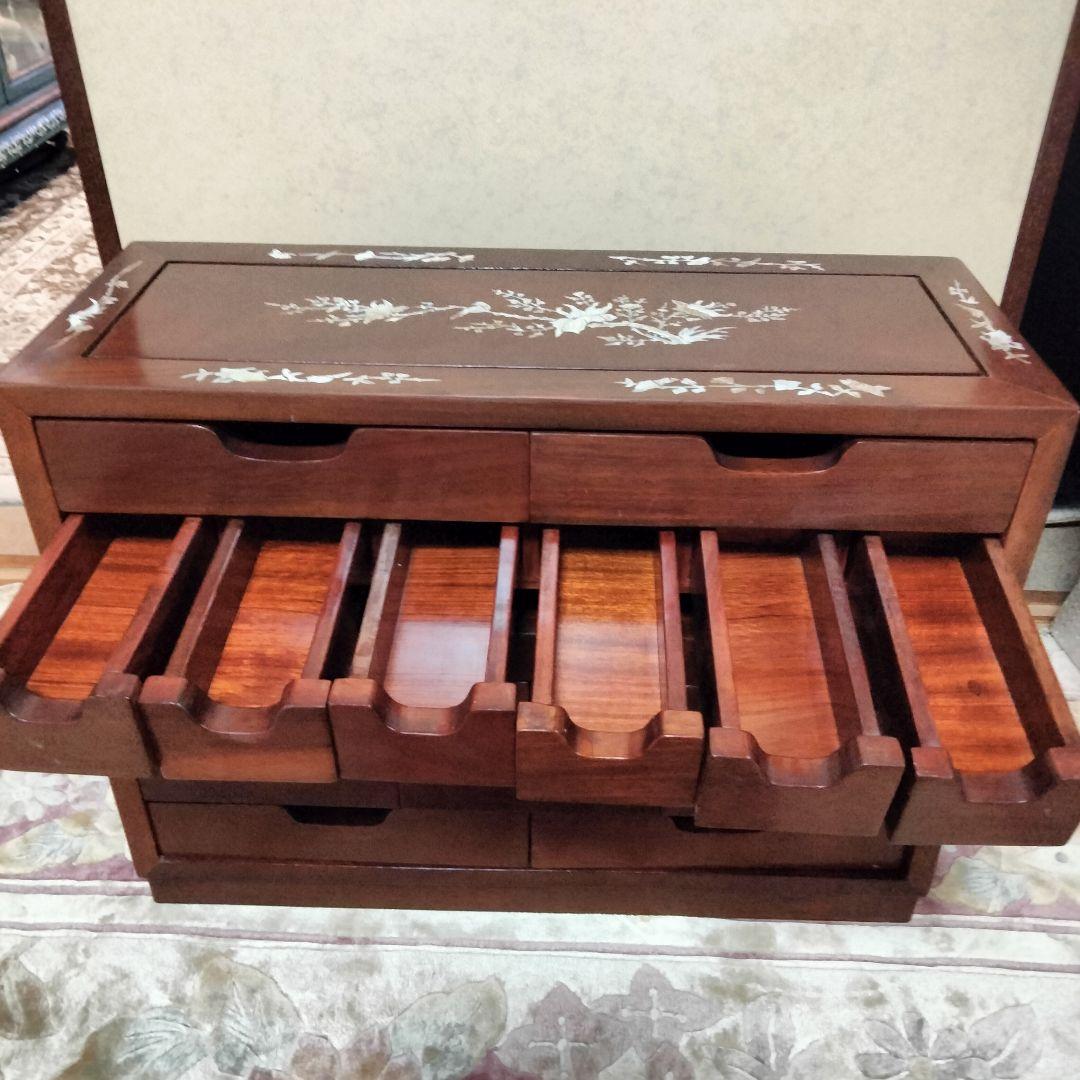 花梨無垢　唐木家具螺鈿細工薬箪笥　アクセサリーケース特価出品