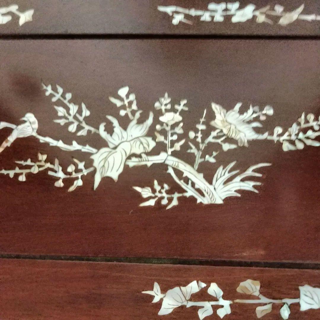 花梨無垢　唐木家具螺鈿細工薬箪笥　アクセサリーケース特価出品