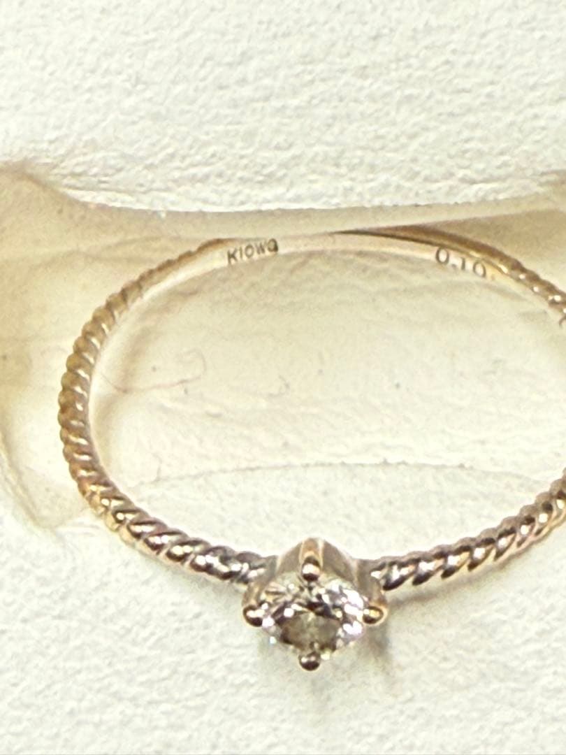 K10WG ダイヤリング 0.6g 0.10ct 9号