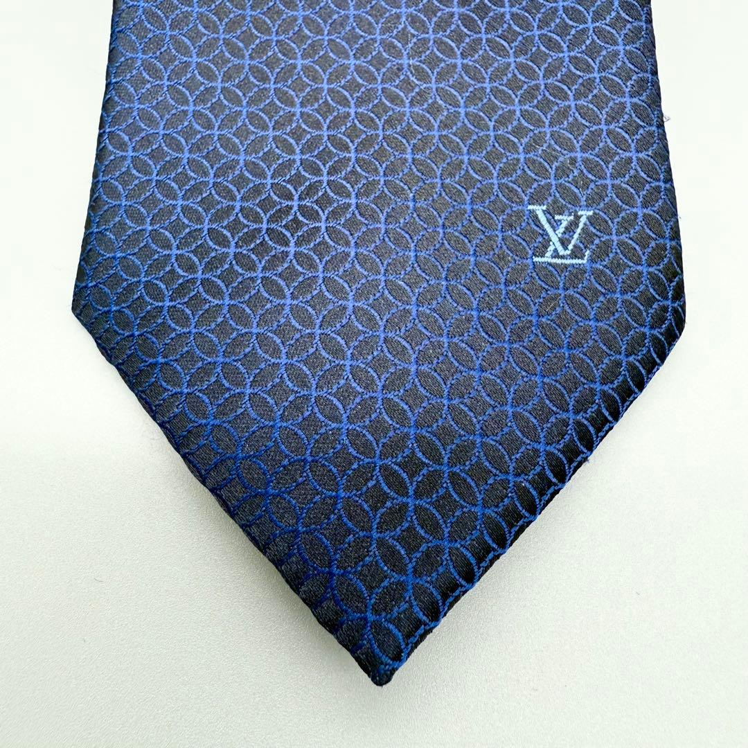 【極美品】ルイ ヴィトン ネクタイ モノグラム LVロゴ フラワー 総柄 光沢