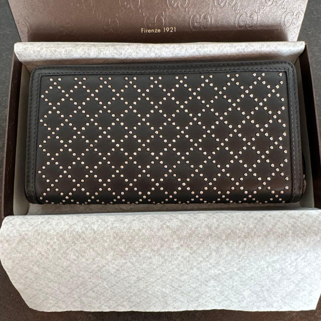 正規品 GUCCI スタッズ付き 長財布 BLACK