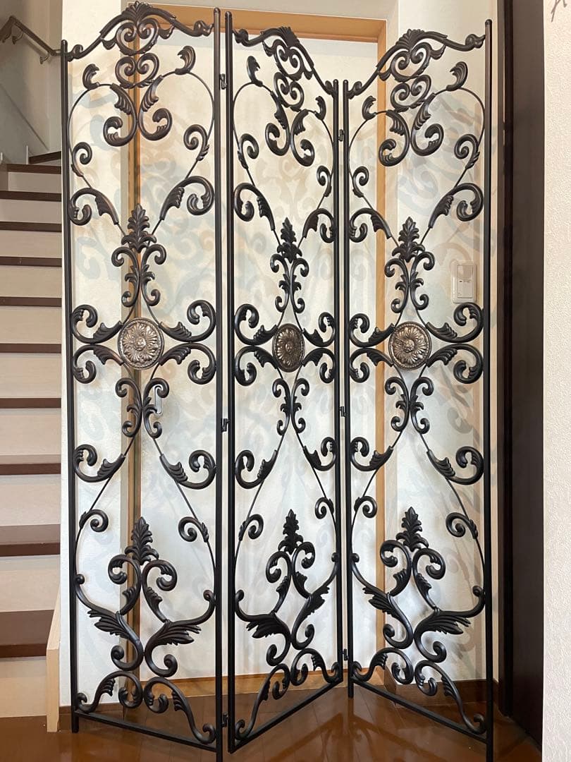 未使用品　アンティーク　アイアン3連パーテーション