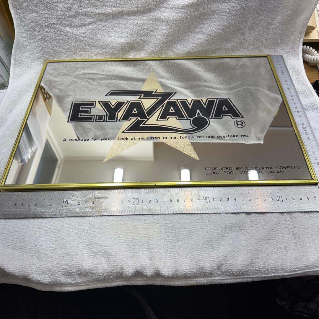 矢沢永吉　Ｅ.YAZAWA 鏡　パブミラー　昭和レトロ　極美品　金縁