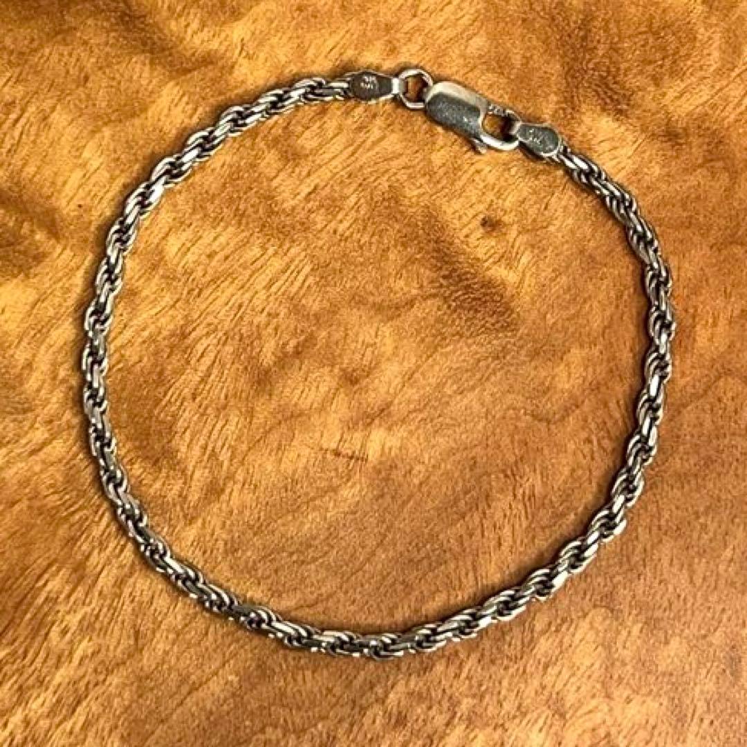 イタリア ヴィンテージ シルバー ツイスト チェーン ブレスレット 925