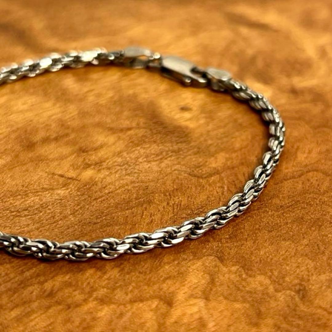 イタリア ヴィンテージ シルバー ツイスト チェーン ブレスレット 925