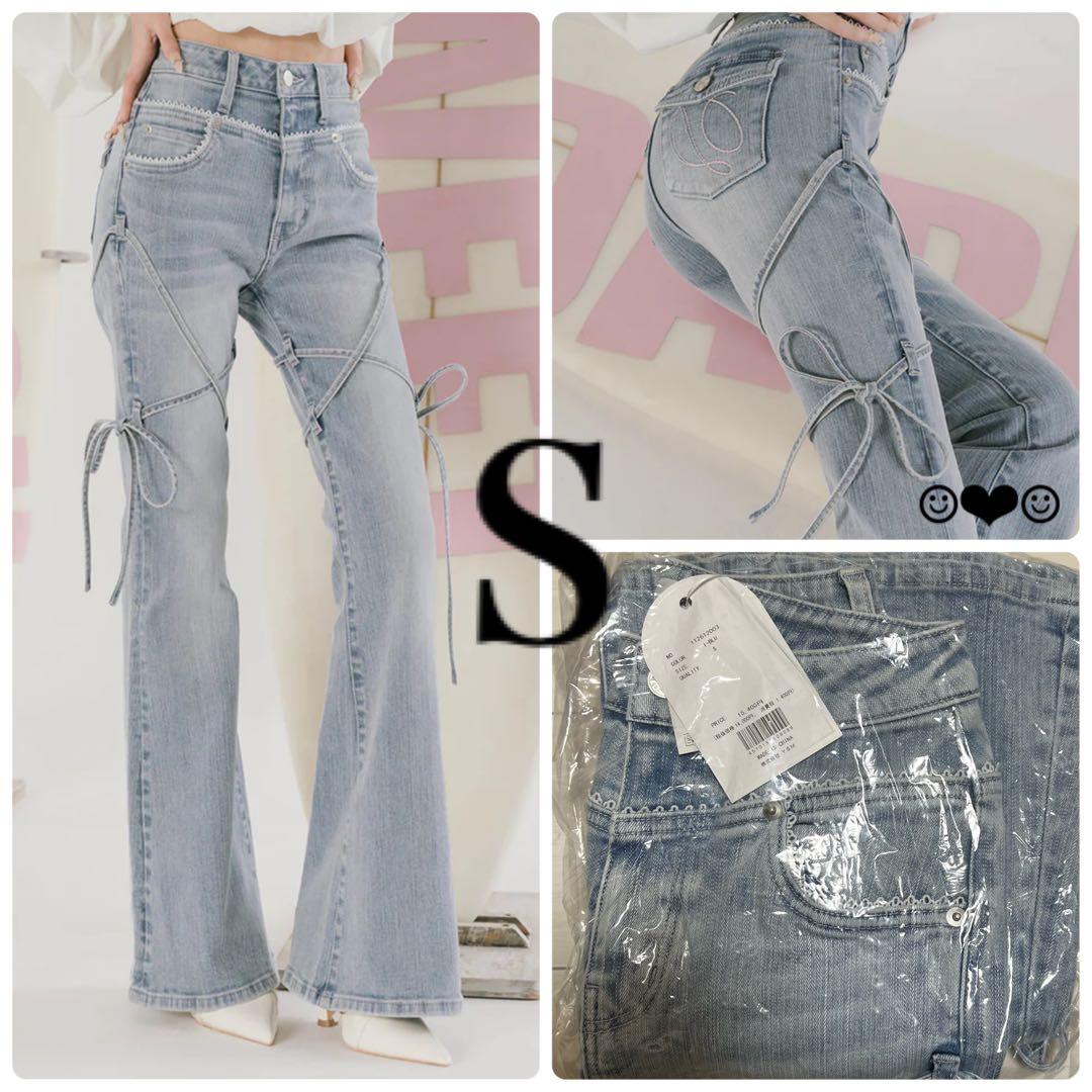 Darich♡ピコレースハイウエストフレアデニム♡アイスブルー♡S