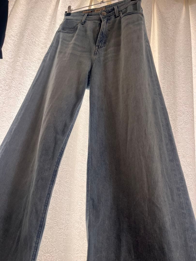 数回着用汚れなし✨ヤヌーク ワイド フレア デニムパンツ 23