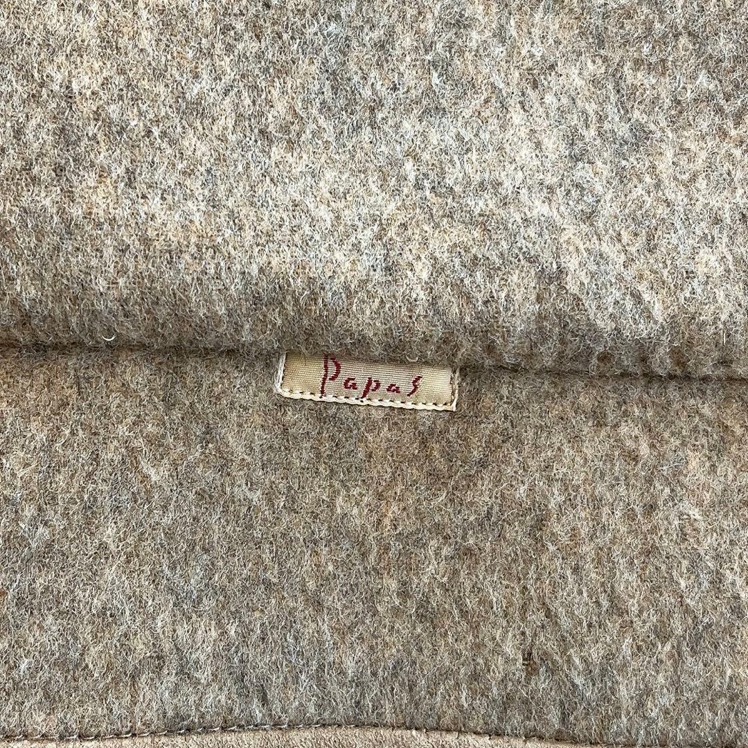 PAPAS♡メンズ ウールステンカラーコード 本革パイピング 52 LL