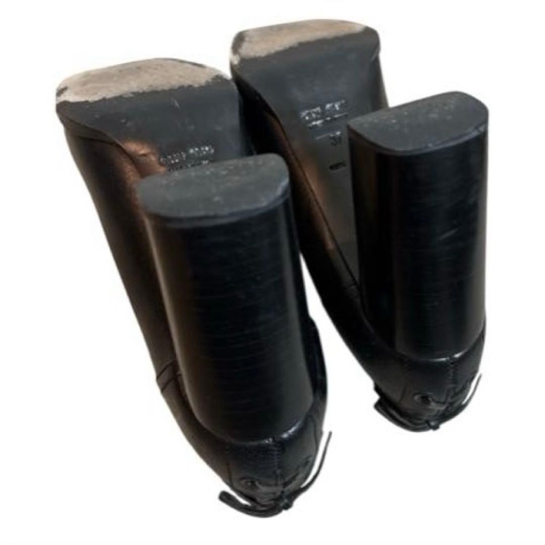 miu miu バックレースアップスクエアトゥパンプス　ブラック37（24㎝）