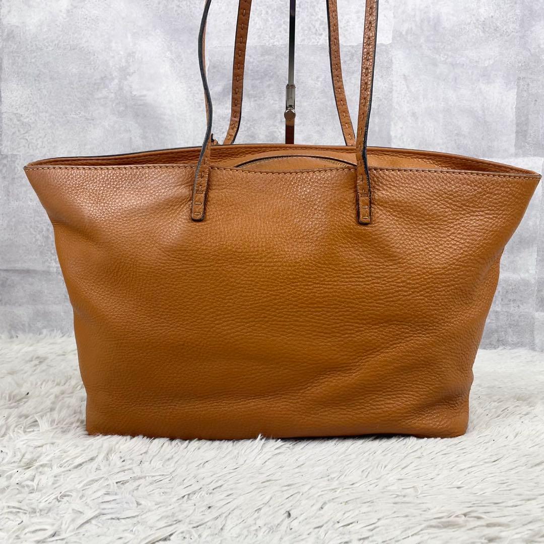 A4可 美品 フェンディ レザー トートバッグ セレリア チャーム付き ブラウン