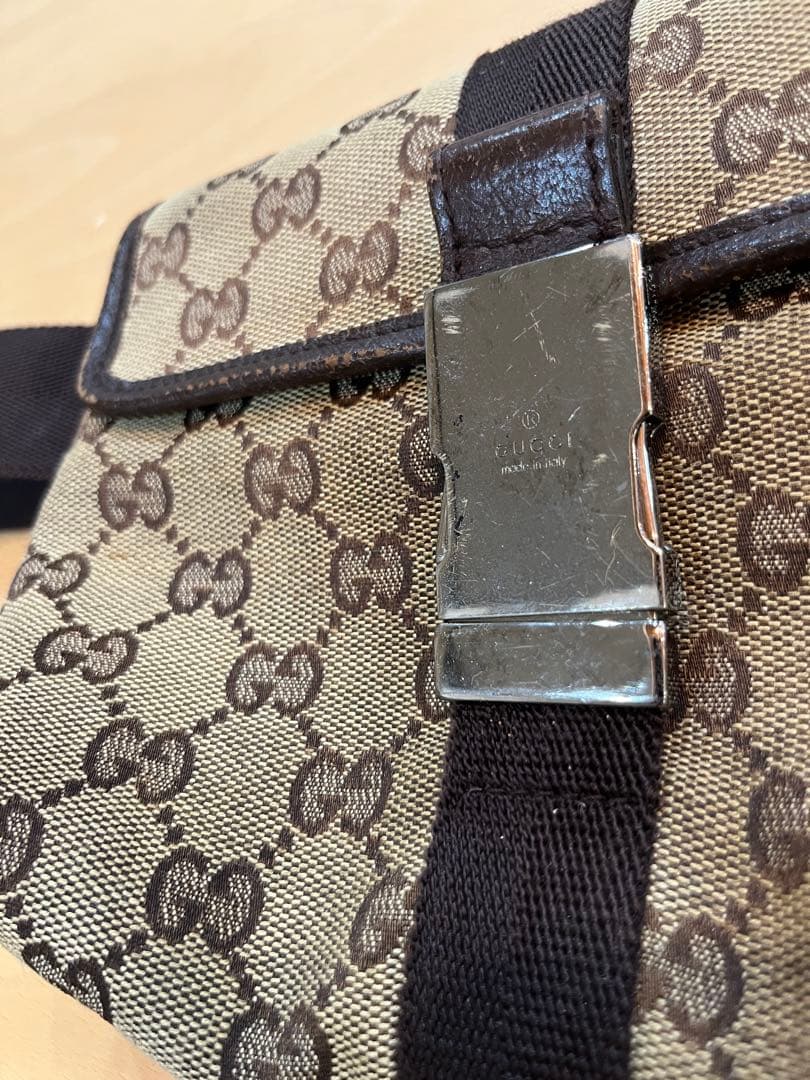 GUCCI GG柄 ウエストポーチ ボディバッグ ベージュ×ブラウン