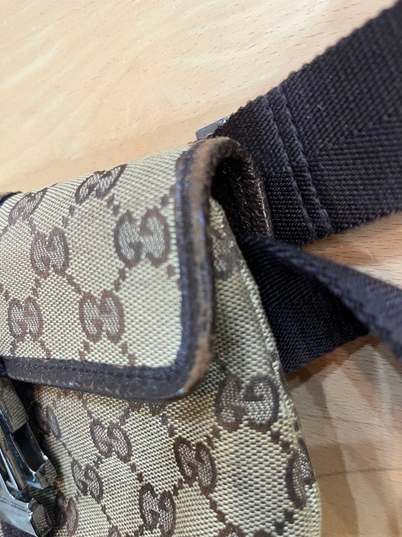 GUCCI GG柄 ウエストポーチ ボディバッグ ベージュ×ブラウン