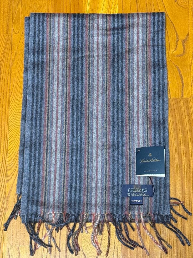 新品未使用ブルックスブラザーズ×COLOMBOカシミヤ100%ストライプマフラー