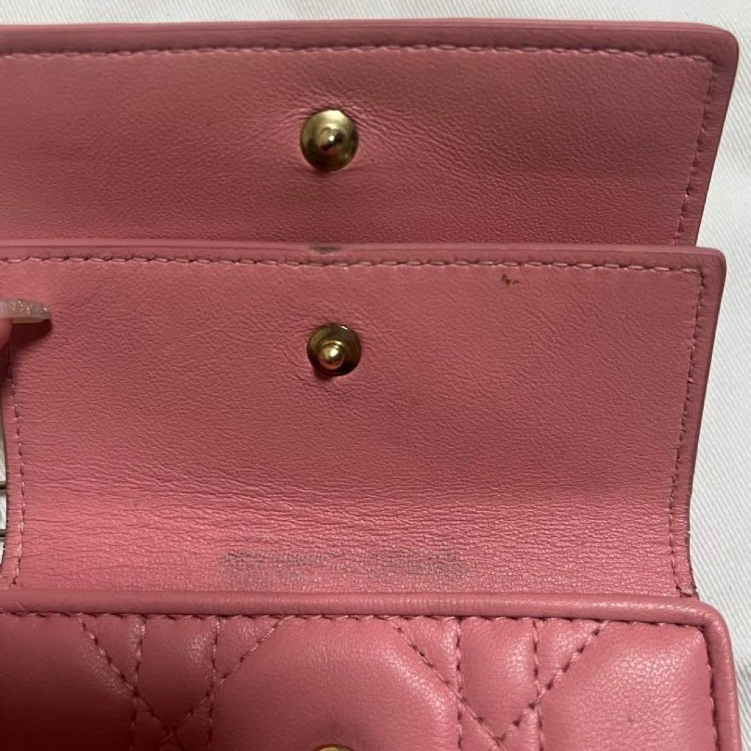 【1/3限定値下げ】即購入◎Dior ピンク キルティング 三つ折り財布