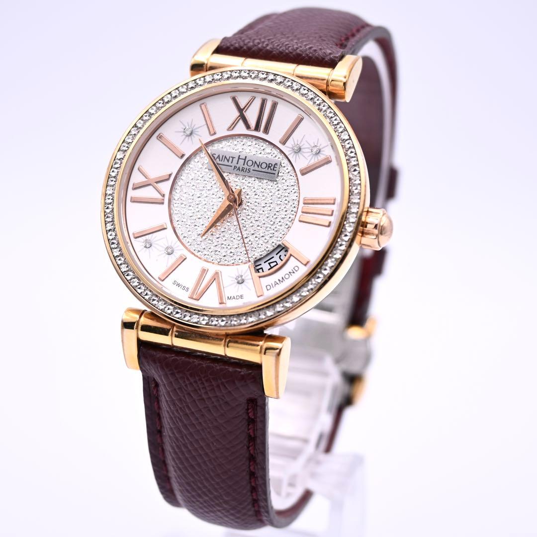 SAINT HONORE レディース 腕時計 クォーツ ダイヤ 装飾 新品電池