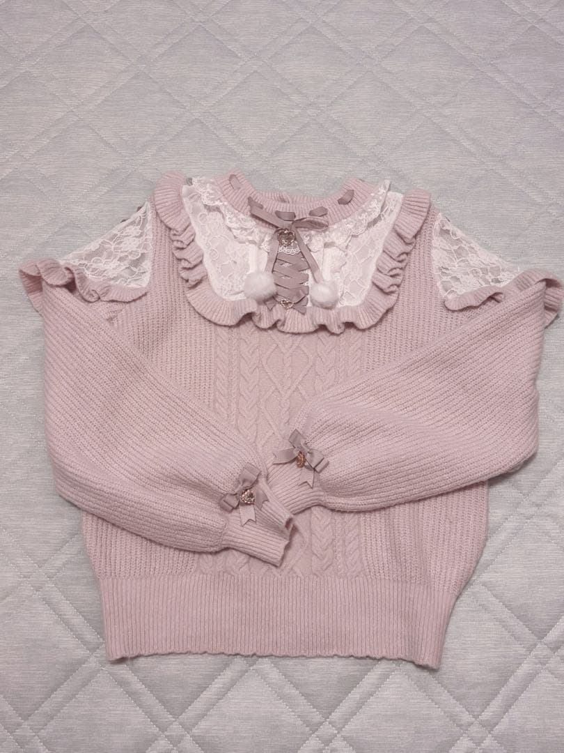 ♡LIZ LISA ピンク ニットセータースピンドルポンポンニットトップス ♡