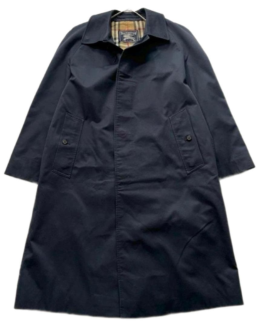 BURBERRYS London 英国製 濃紺ステンカラーコートノバチェック